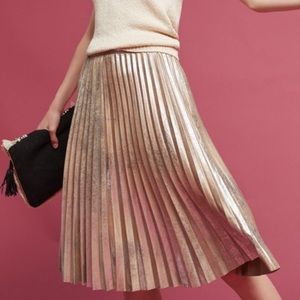 Anthropologie Maeve metallic pleated skirt